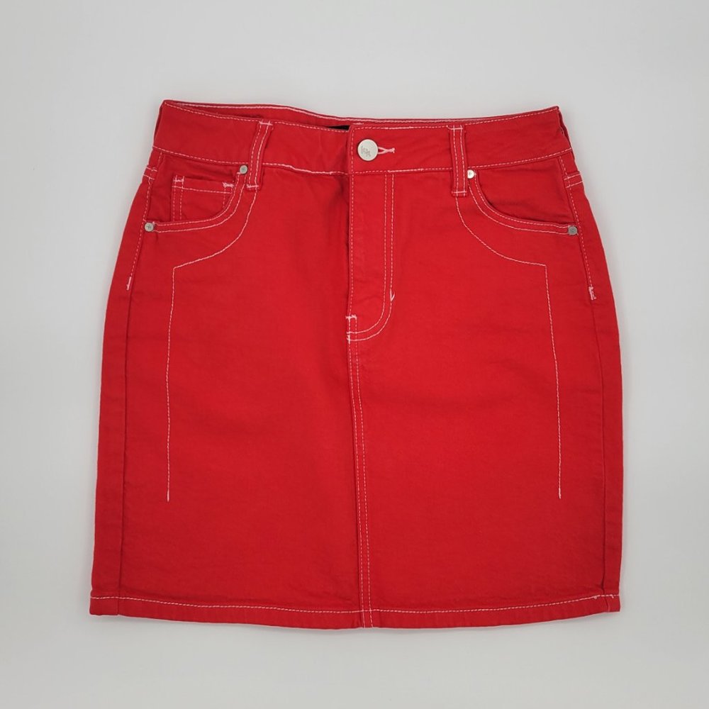 Kendall + Kylie Womens Fashion Red Jeans Skirt  Sz 2